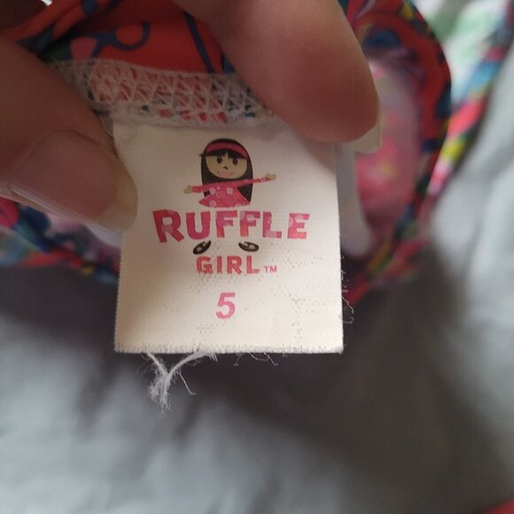 Ruffle Girl Sunshirt Swimsuit Top Size 5 Long Sleeve Lot of 2 Turtle & Paisley - Picture 4 of 11